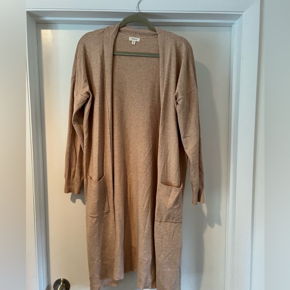 Tan duster cardigan with pockets. Never been worn